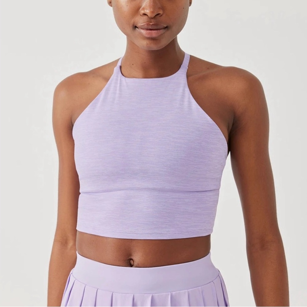 Outdoor Voices Lilac High-Neck Cropped Tank
